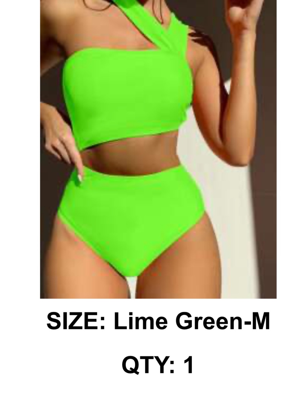 Lime Green One-Shoulder One-Piece swimsuit